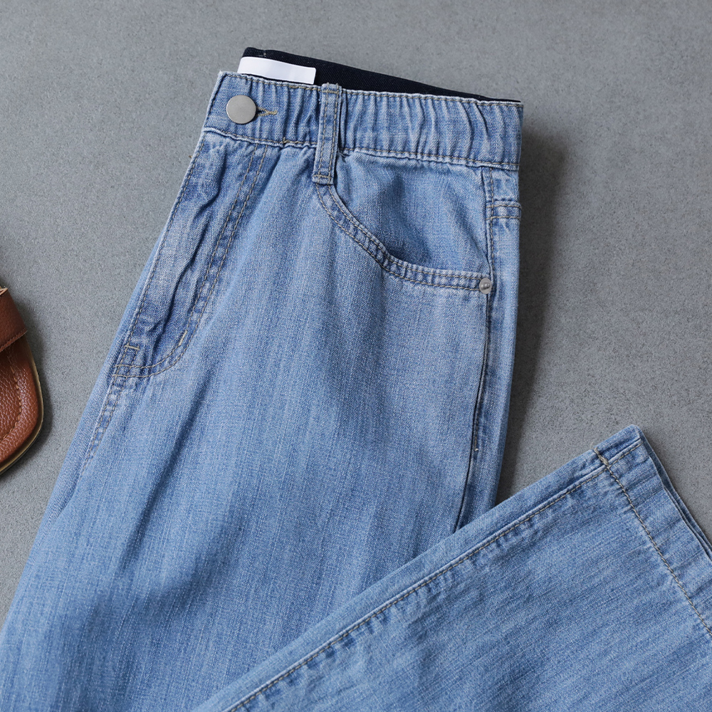 코넷 쿨 썸머 린넨 라이트 와이드 부츠컷 데님 팬츠 - 상세 이미지 5