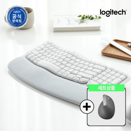 로지텍 인체공학 WAVE KEYS 화이트+MX Vertical 무선 키보드마우스세트