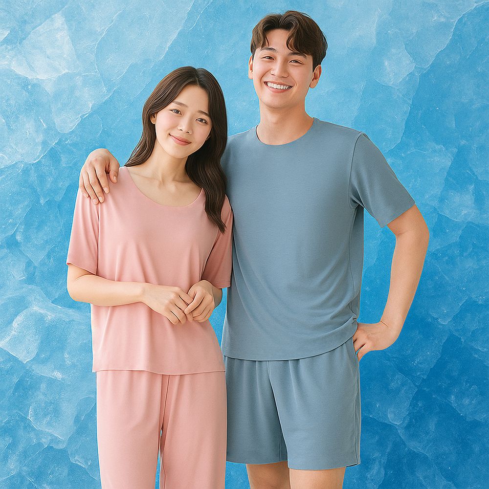 커플 여름 잠옷 빅사이즈 반팔 홈웨어 실내복 잠옷 세트 - 상품 이미지