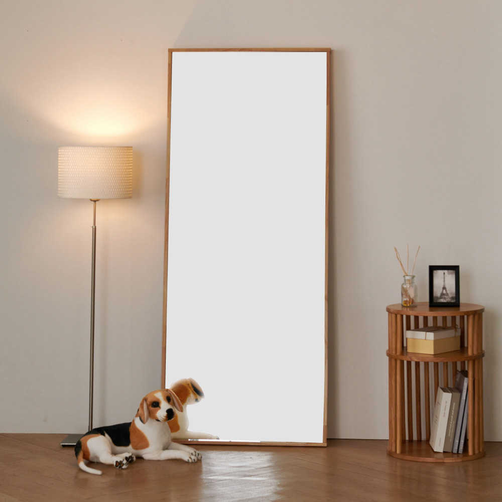 와이드 스탠드 원목 전신거울 내추럴, 700x1700mm 이미지 6