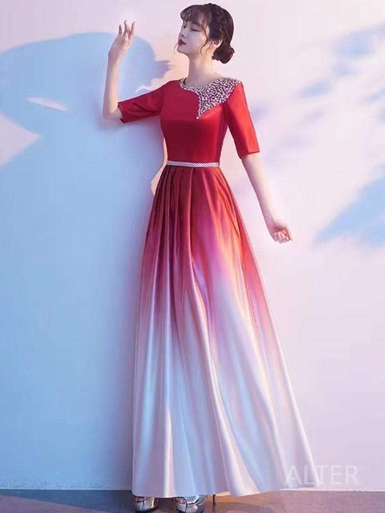 연주용 드레스 피아노 성악 연주복 공연복 단체 단복 플리츠 스커트-스카이 블루 S - 상세 이미지 3