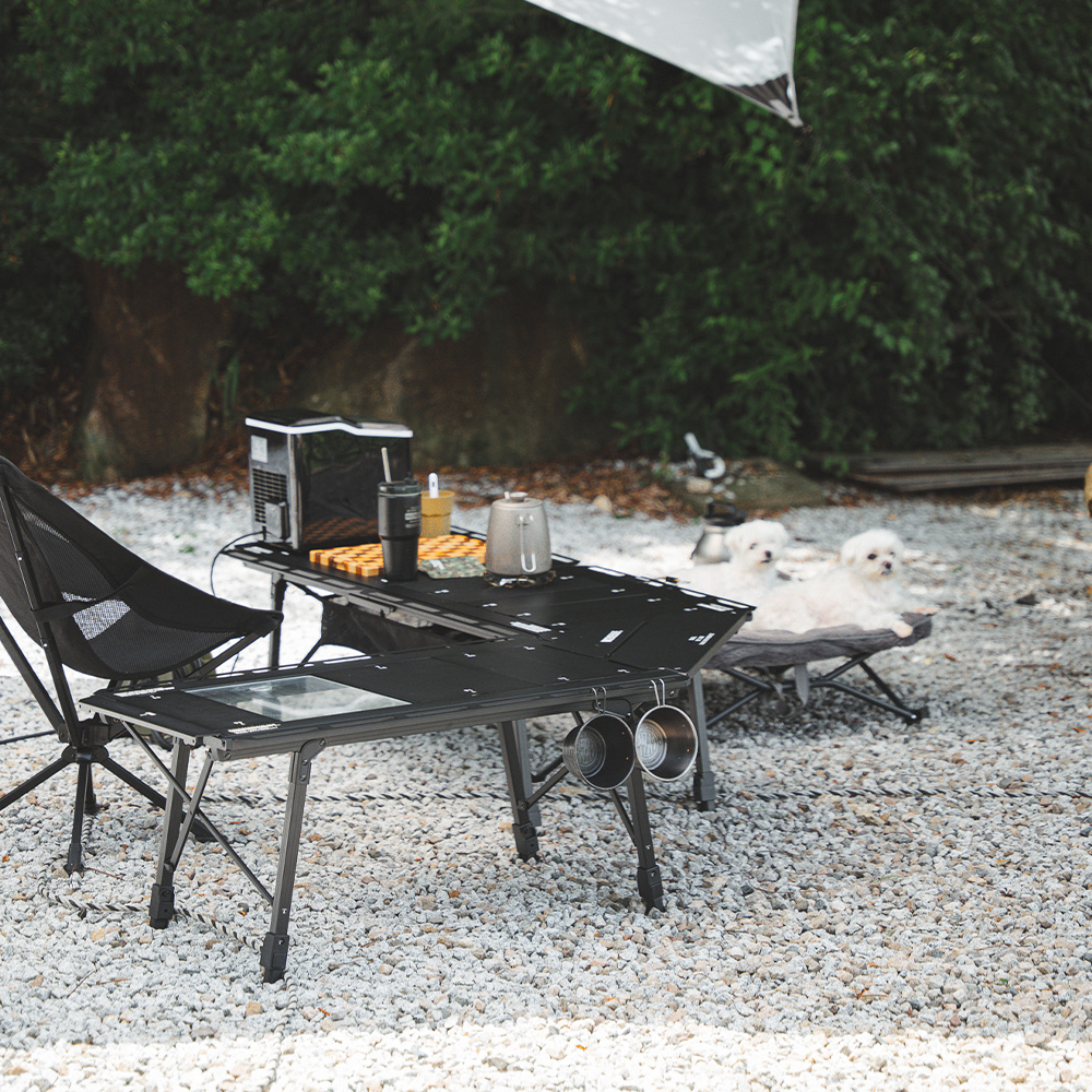 원스위크라이프 캠핑 IGT 접이식 테이블 L, 블랙