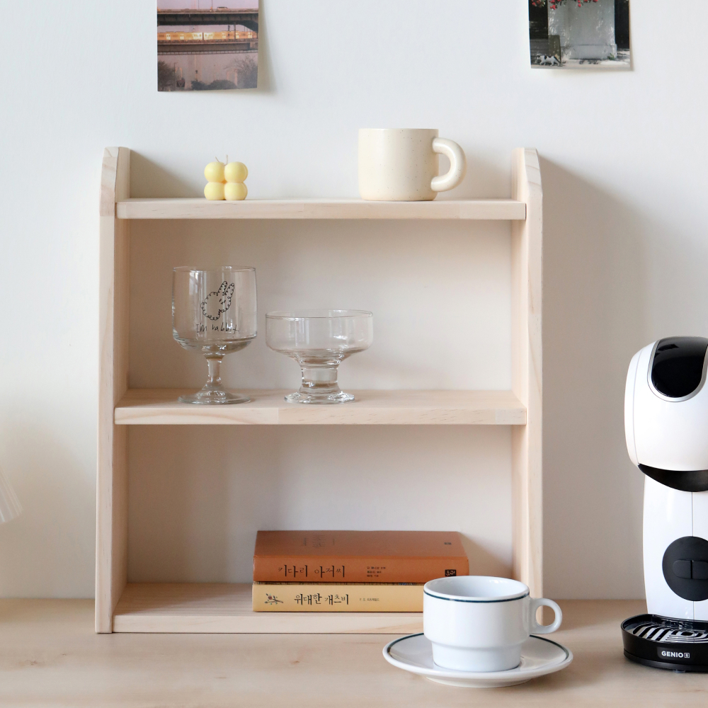 주방 미니선반 원목 식탁선반 홈카페 우드 수납 내추럴 3단 C400 120