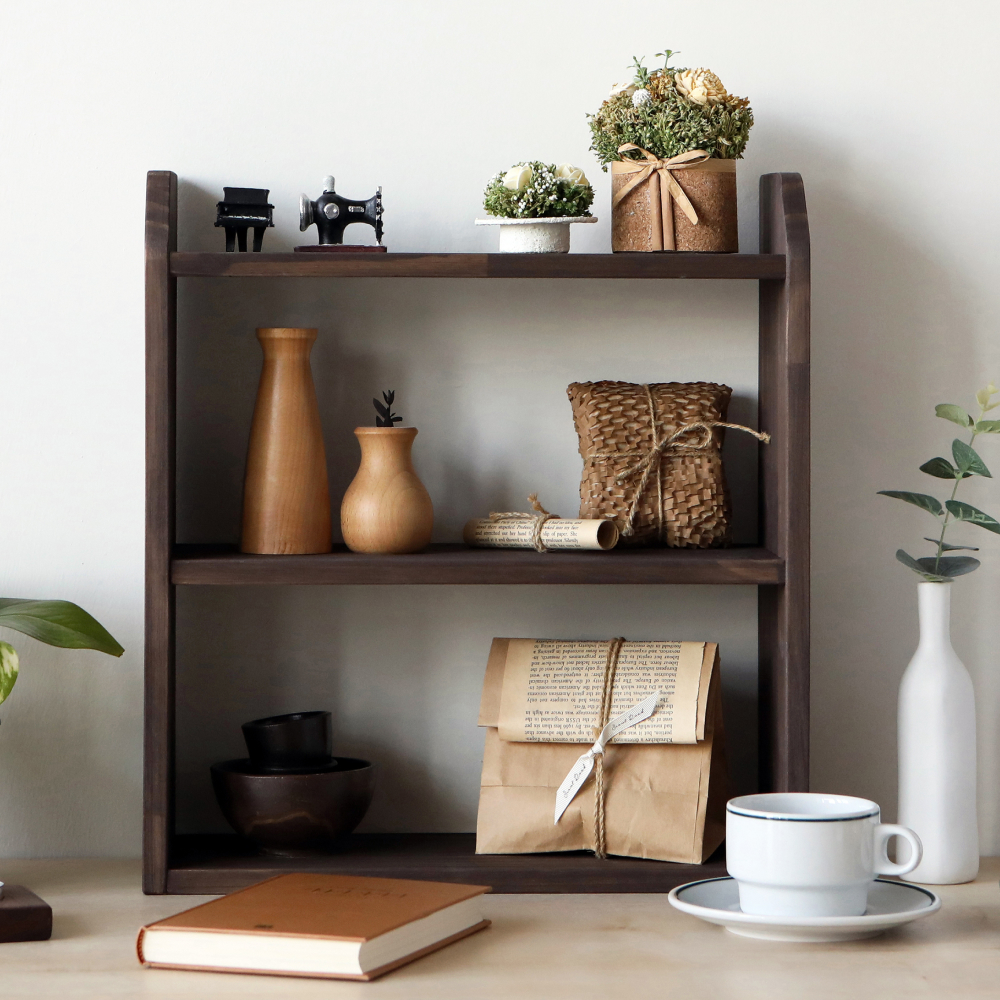 주방 미니선반 원목 식탁선반 홈카페 우드 수납 빈티지 앤틱 3단 선반