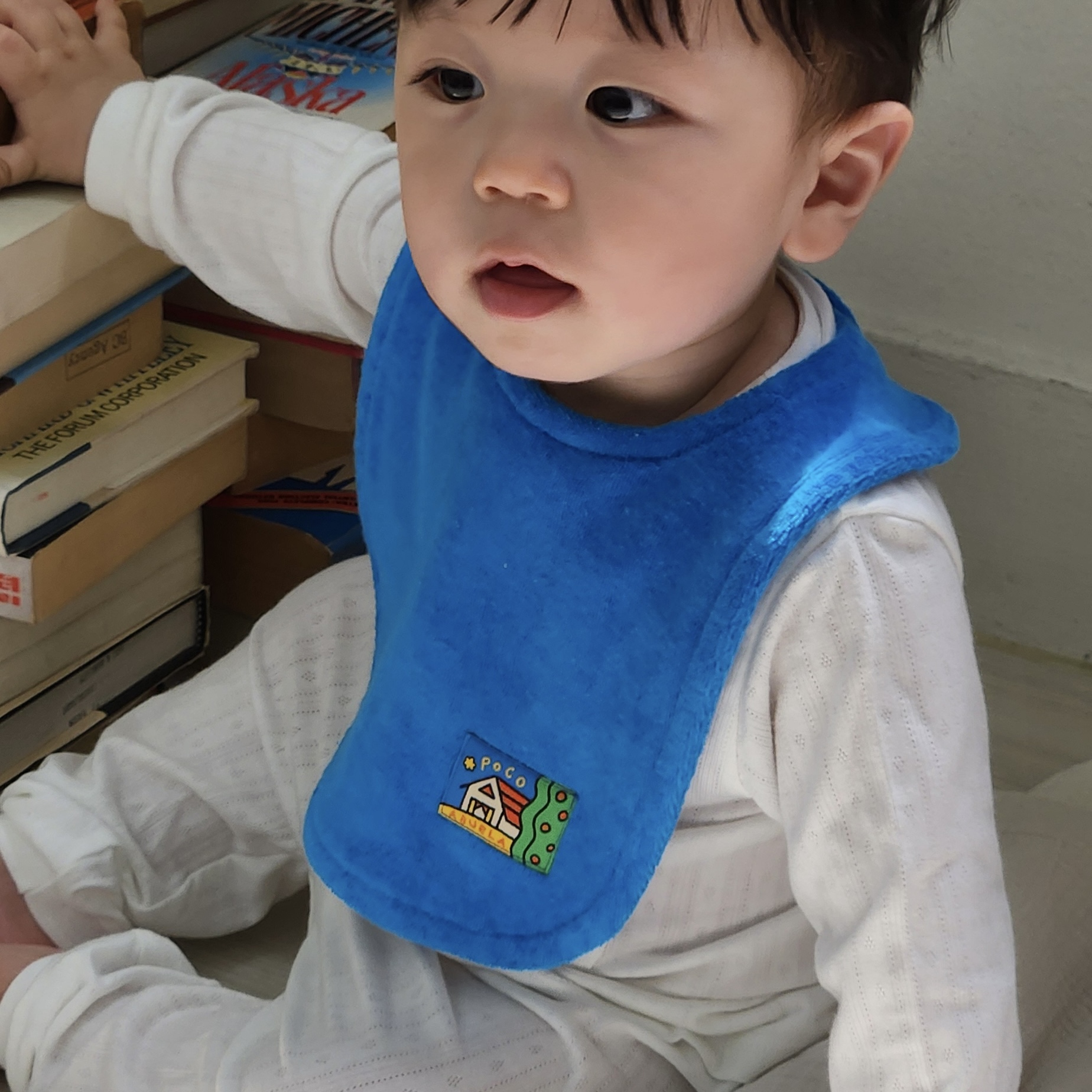 아부엘라 컬러 테리면 턱받이 바다블루