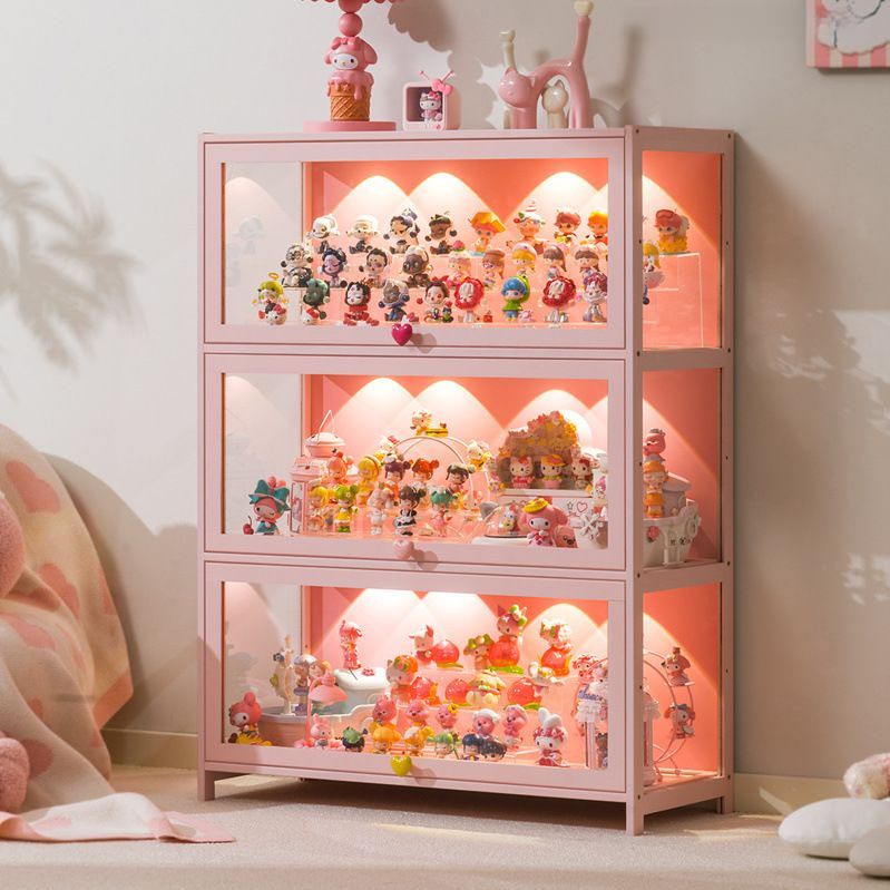 피규어장식장 아크릴 미니피규어 레고 진열장 소형 장식장 핑크 40cm