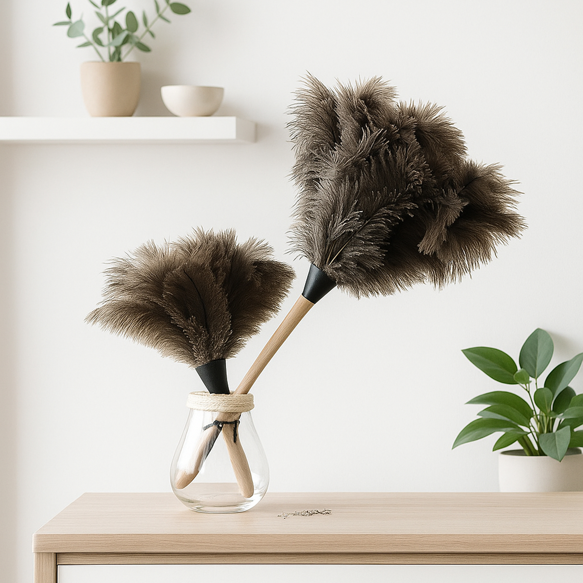 필굿리빙 타조털 먼지 털이 떨이개 차량용 자동차 청소 차먼지 피규어 제품 이미지