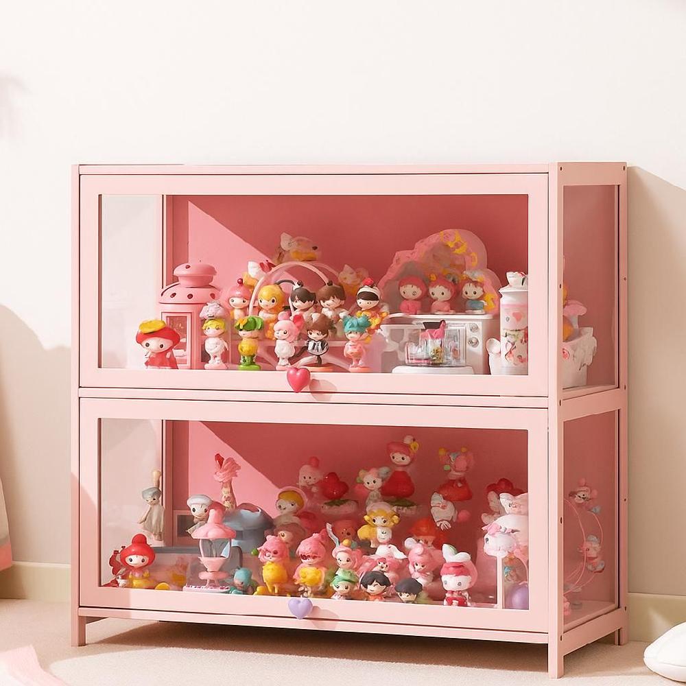 피규어장식장 아크릴 미니피규어 레고 모듈형 진열장 핑크 2단 60cm