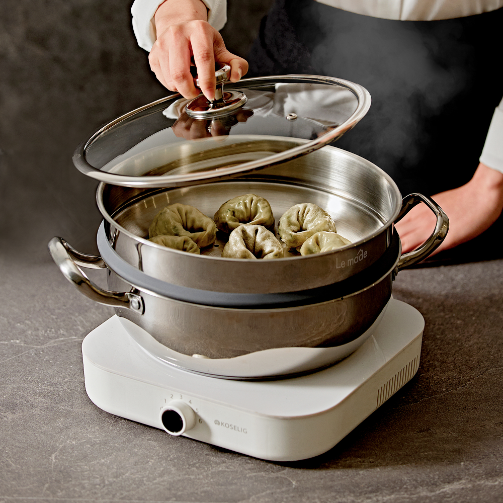 르메이드 스텐 304 2단 찜기 인덕션 프리미엄 찜냄비 돔형 찜솥 28cm