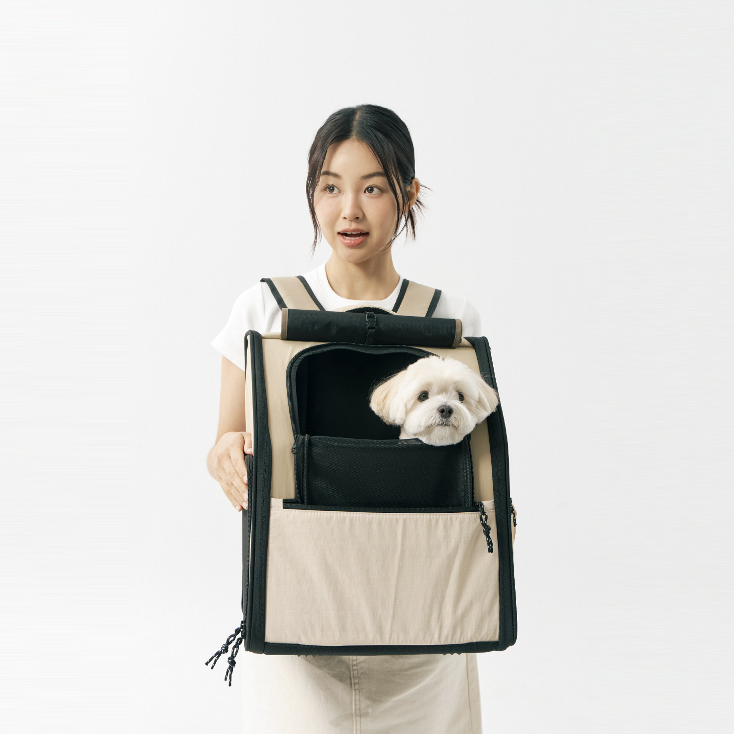 멀리 강아지 이동가방 백팩 강아지 고양이 기내탑승 초경량 이동장 론타노백팩-카키 이미지 3