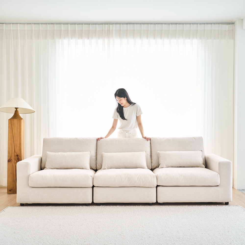 폴로까사 힐링미 워셔블 풀커버 모듈 3인용 조야 패브릭 소파