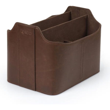 [Londo][해외]PU 가죽 리모컨 홀더, 태블릿 슬롯, 메이크업 브러시 및 식기 큐브가 있는 사무용품 책상 정리함, 5개의 수납공간이 대용량 정리함 Light Brown
