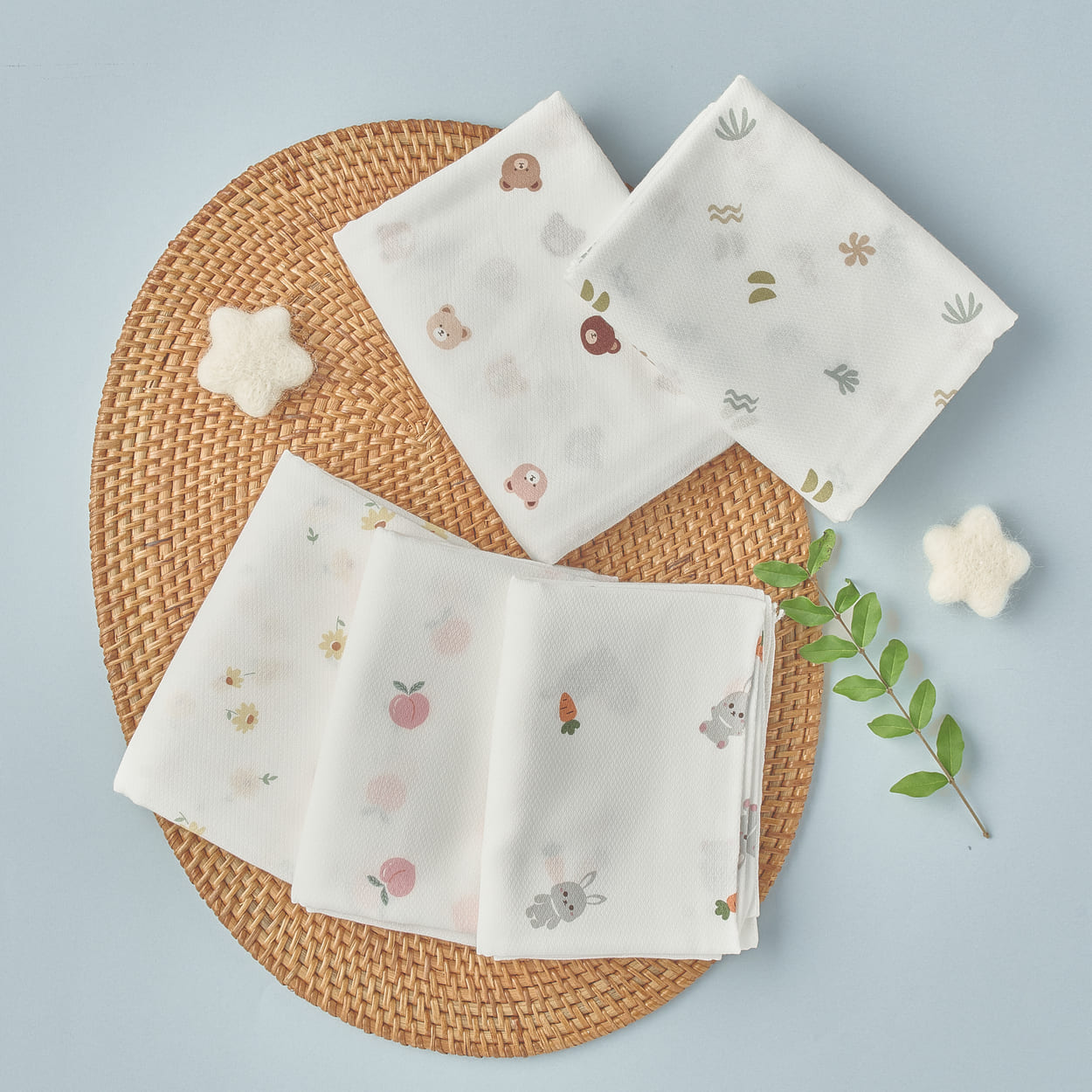 아가짱 신생아 순면 밤부 아기목욕타올 천기저귀 퓨어화이트 5매