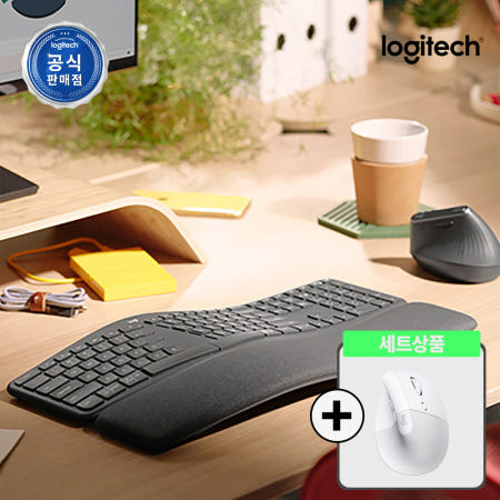 로지텍코리아 인체공학 세트 K860+LIFT 페일그레이 무선 블루투스 키보드 마우스 세트