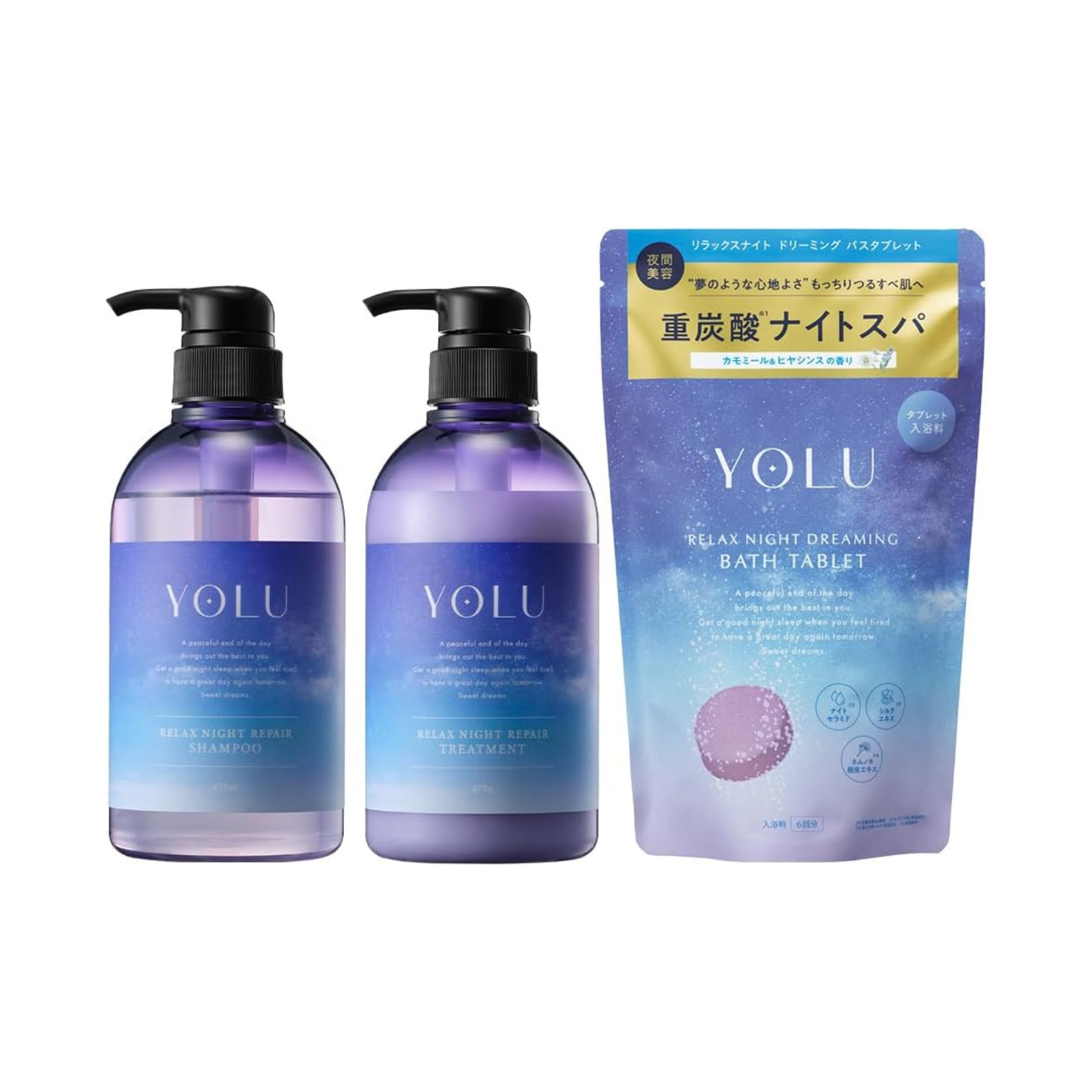YOLU 요루 샴푸 트리트먼트 배스 타블렛 릴랙스 3종세트