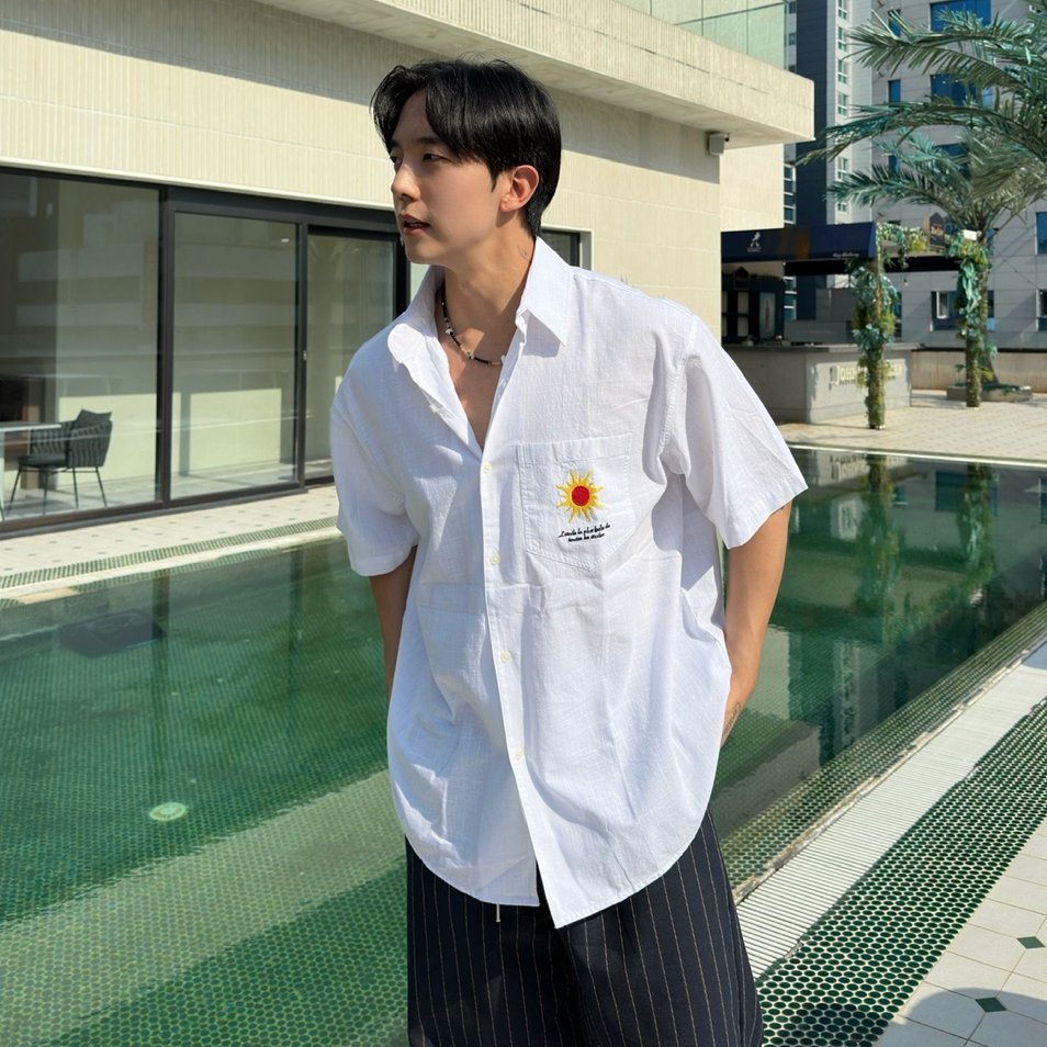 남자린넨반팔셔츠 휴양지셔츠 남자린넨반팔 - 메인 이미지