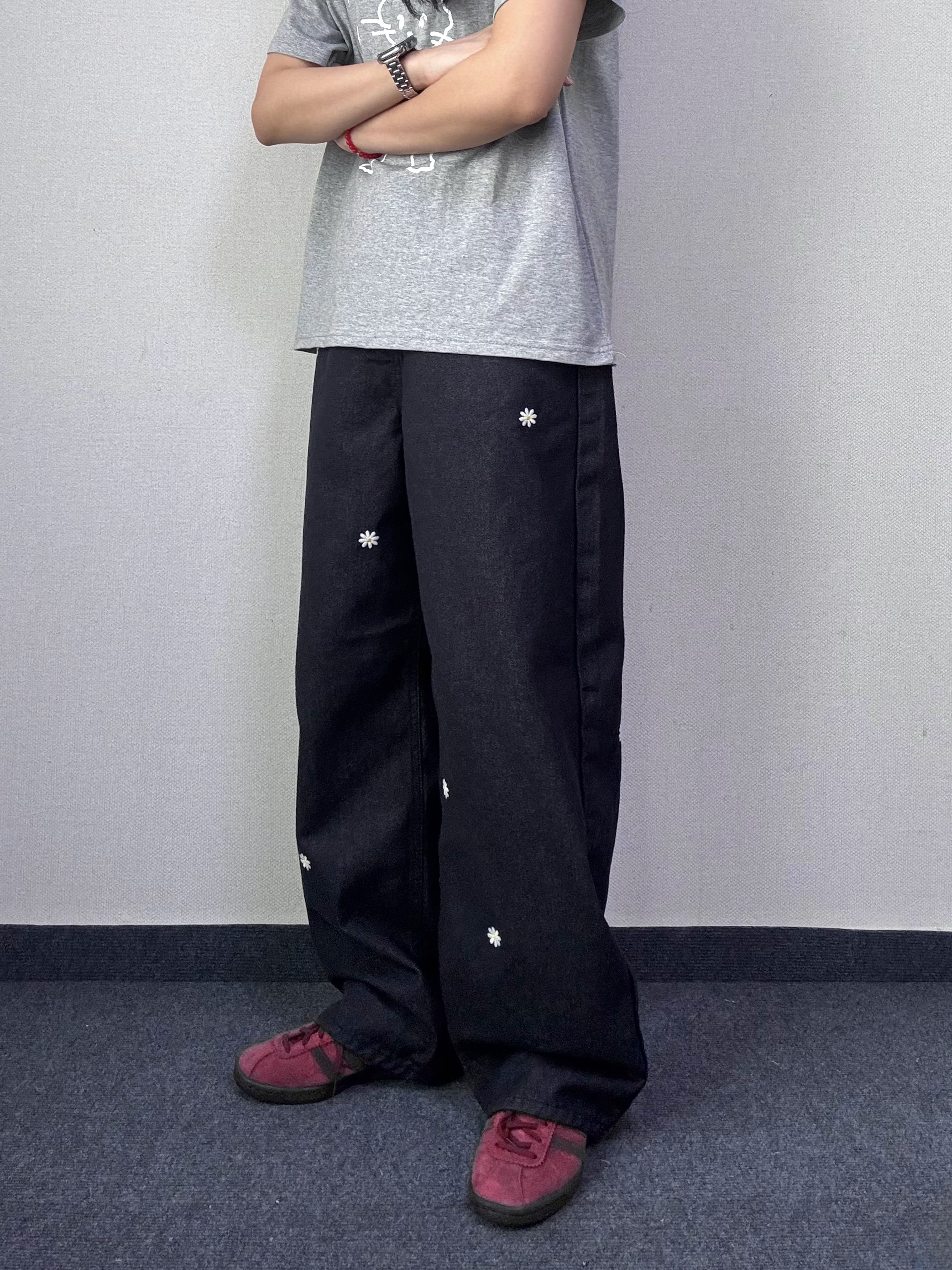 라위 자수 스트레이트 생지 데님 팬츠 [4Size] - 상세 이미지 2