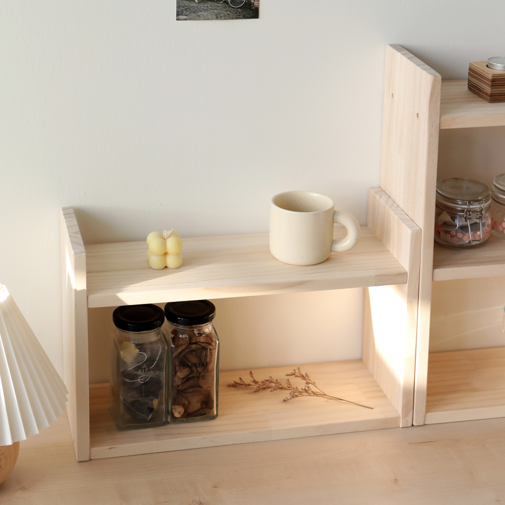 원목 주방 미니 식탁선반 홈카페 벽걸이 수납 내추럴 2단 선반 C400 120