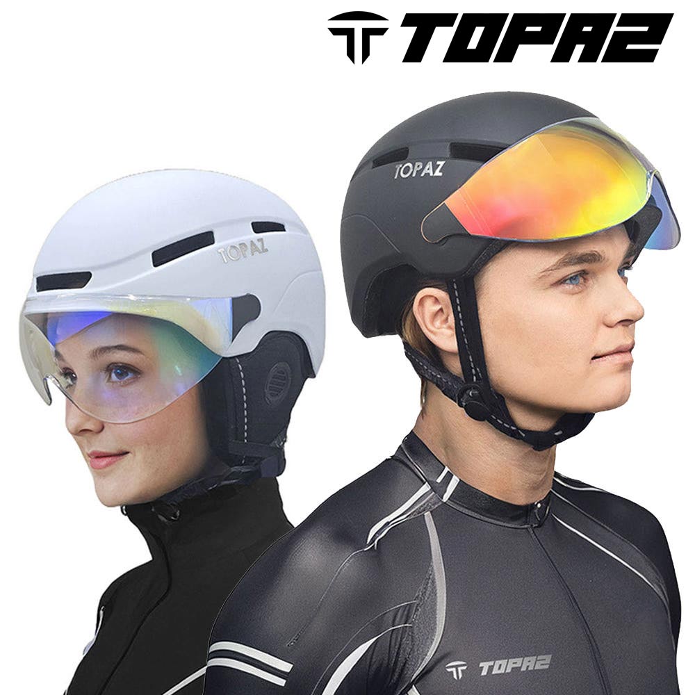 토파즈 네오 자전거 헬멧 겨울 고글 일체형 변색 미러 귀마개