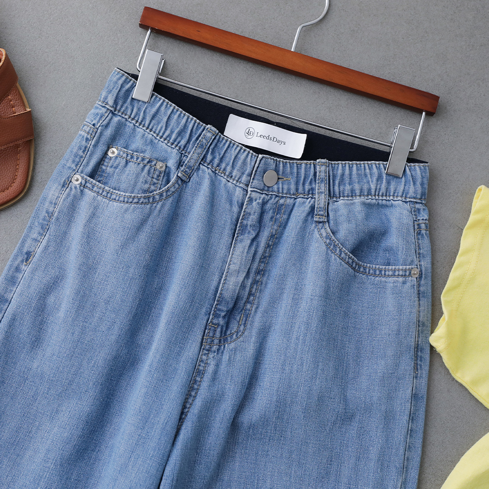 코넷 쿨 썸머 린넨 라이트 와이드 부츠컷 데님 팬츠 - 상세 이미지 4