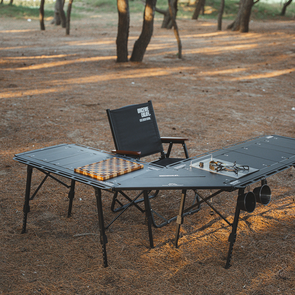 원스위크라이프 캠핑 IGT 접이식 테이블 L, 블랙