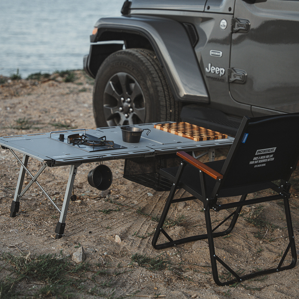 원스위크라이프 캠핑 IGT 접이식 테이블 L, 실버