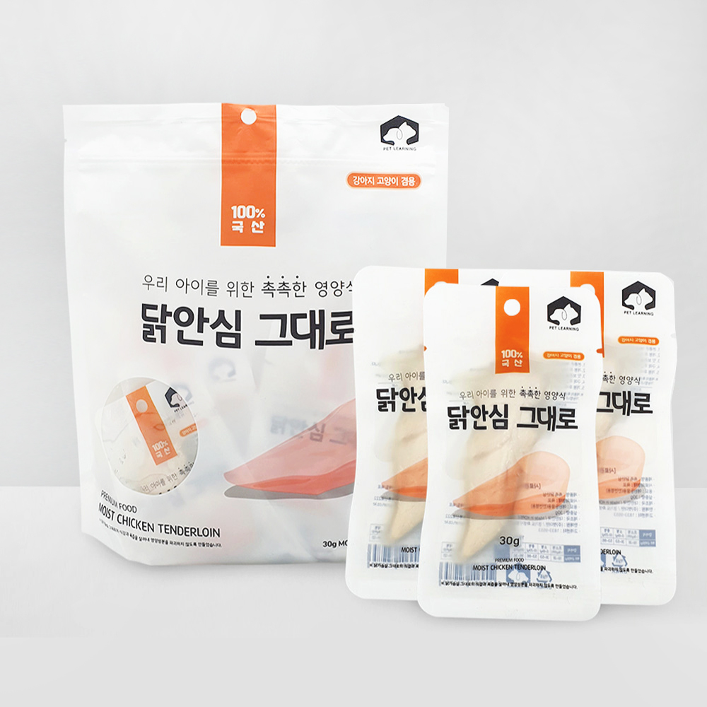 펫러닝 국내산 고단백 강아지간식 강아지닭가슴살 대용량 개별포장 닭안심, 30g, 12개