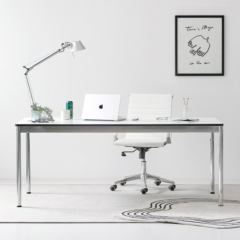 e스마트 미드센츄리 서재 데스크 철제 학생 책상 1200x600mm, 화이트 - 상세 이미지 2