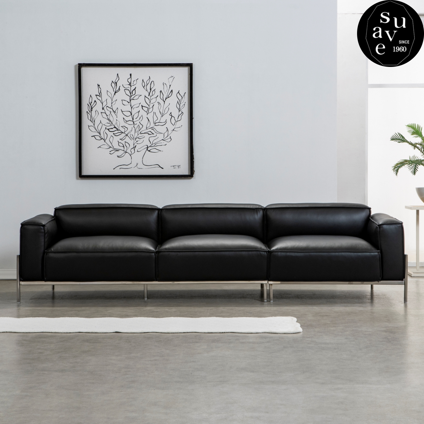 수아브 SE 03 모던 가죽 소파 천연면피 구스 통가죽 3-4인