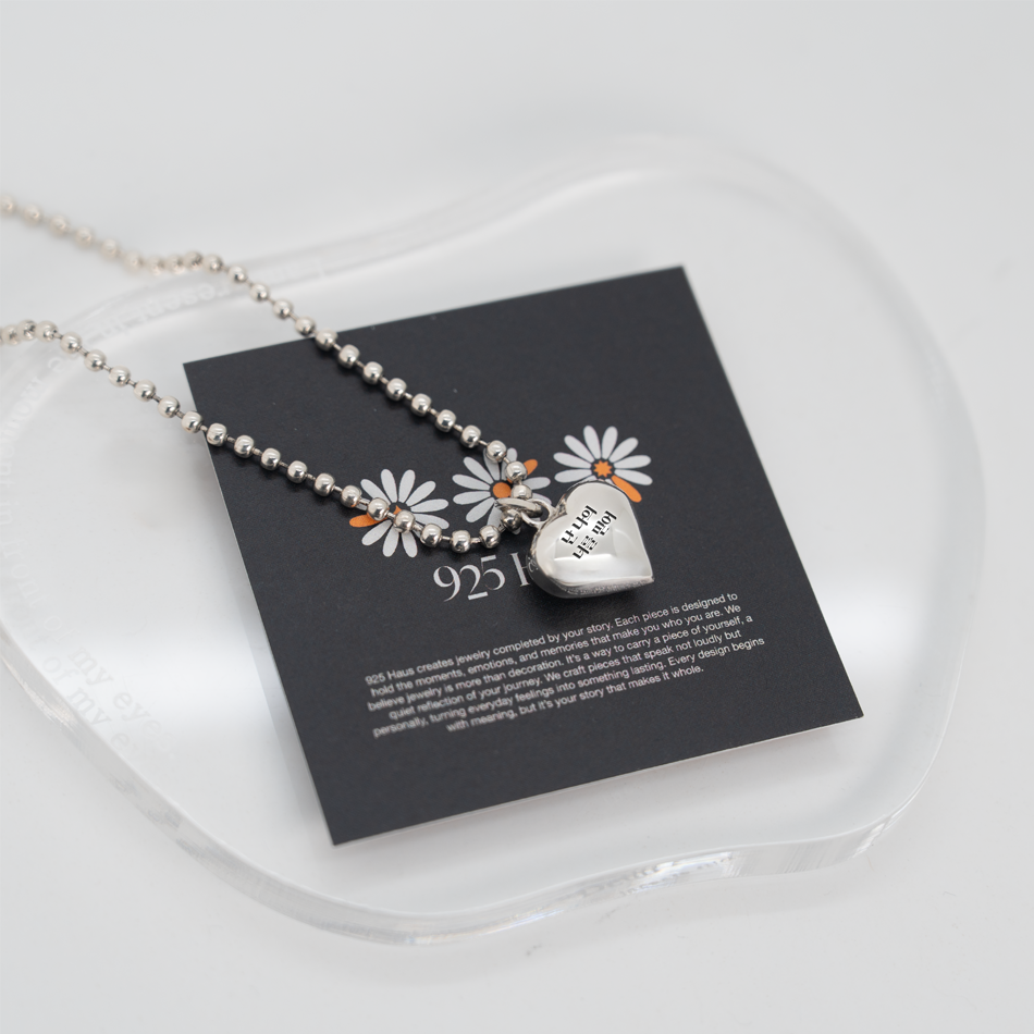 925하우스 미아방지 목걸이 하트 어린이 유아 순은 실버 이름 각인 가능 아기 선물