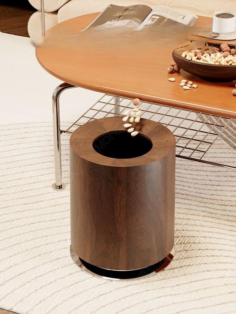 쓰레기통 거실 침실 사무실 앤티크 스타일의 대용량 휴지통 은색 - 상세 이미지 5