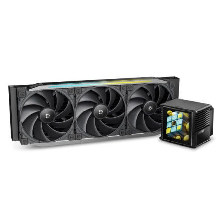 [해외]수도쿠 프로테우스 360 AIO LCD 액체 CPU 쿨러, 맞춤형 세그먼트 3.4인치 화면, PWM 펌프, TDP 320W, 30mm 두께 고성능 팬, 인텔 LGA 1851