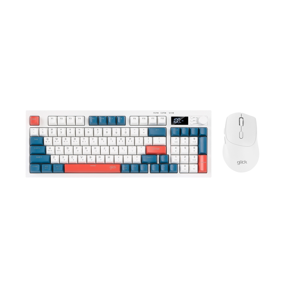 지클릭커 오피스프로 WMK50 사일런스 M 무소음 무선 블루투스 94 LCD 키보드 마우스 세트 Greenwich - 상세 이미지 3