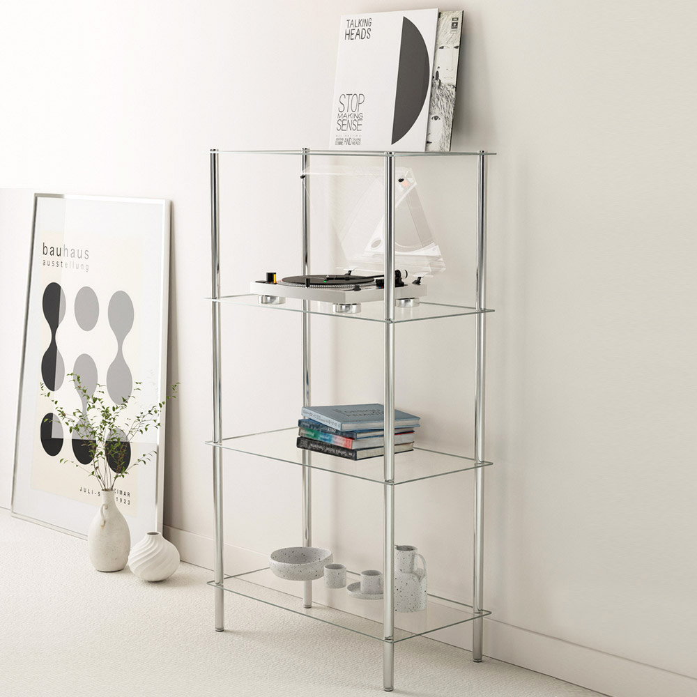 미드센츄리 모듈 미니 수납 선반 600x300x1075, 4단, 유리