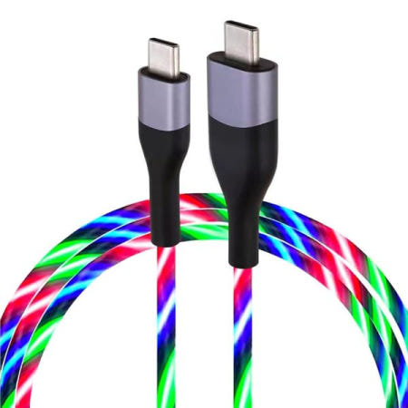 [SUMERBEE][해외]스마트 터치 컨트롤 LED USB C to 케이블 6피트, 3A 고속 충전 타입 충전기(RGB 흐르는 빛, 휴대폰/태블릿/노트북용 내구성 있는 TPE 코드 포함) (2m C