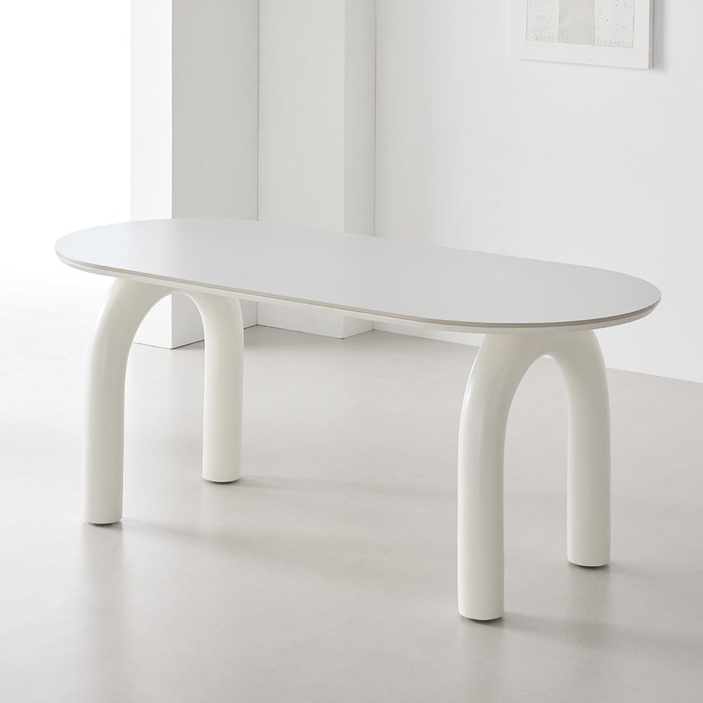 워지아 유어 포세린 세라믹 식탁 타원형 4인용 테이블 1600 화이트