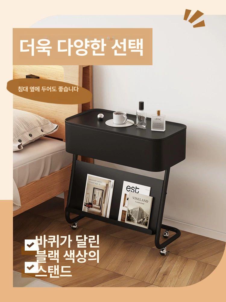 사이드 테이블 슬림 탁자 홈바 좁고긴 창가 좁고 소파 틈새 간이 협탁 블랙실버카본 - 상세 이미지 5