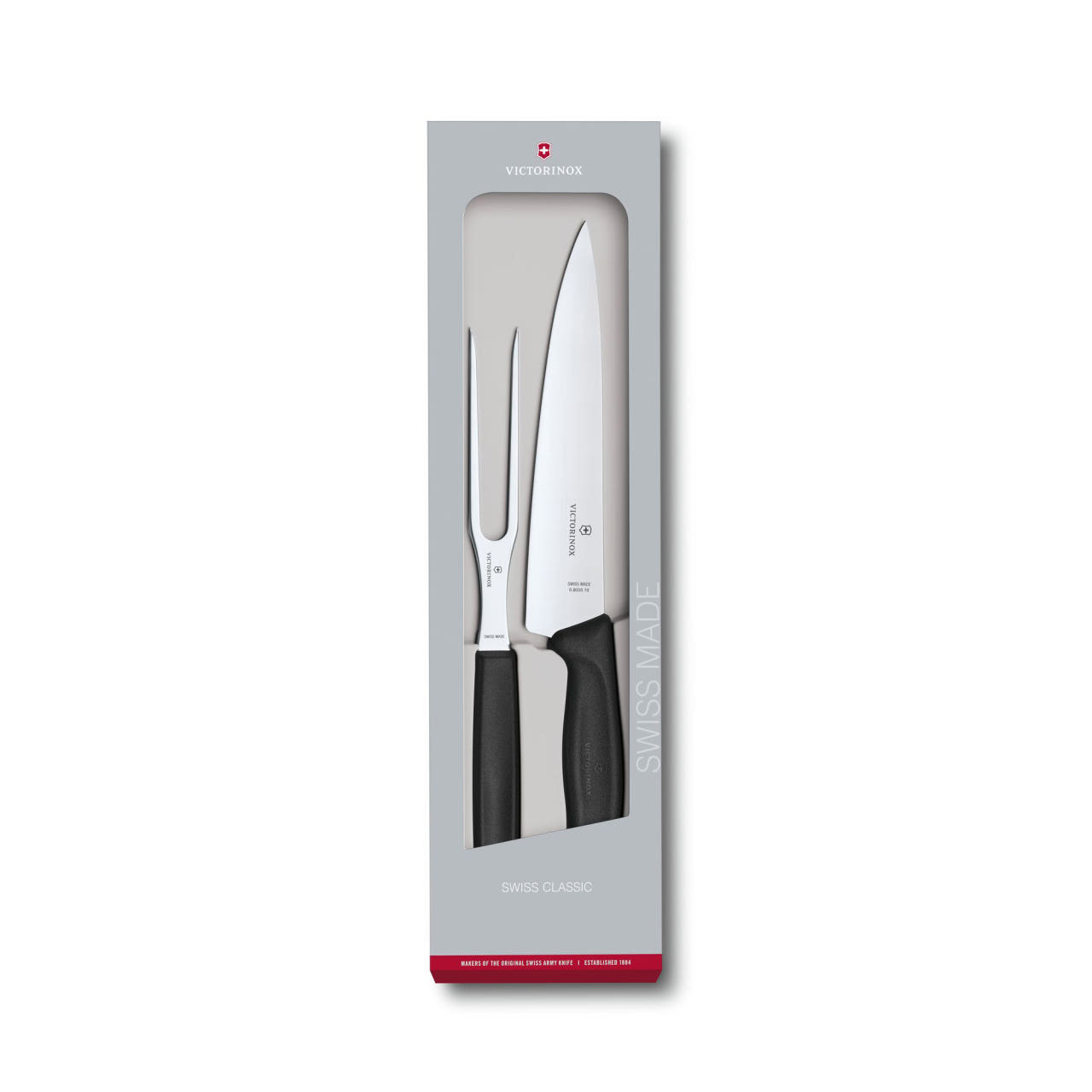 빅토리녹스 스위스 클래식 식도 카빙 나이프/포크 2종 세트 - 15cm / 19cm 블랙 6.7133.2G - 상품 이미지
