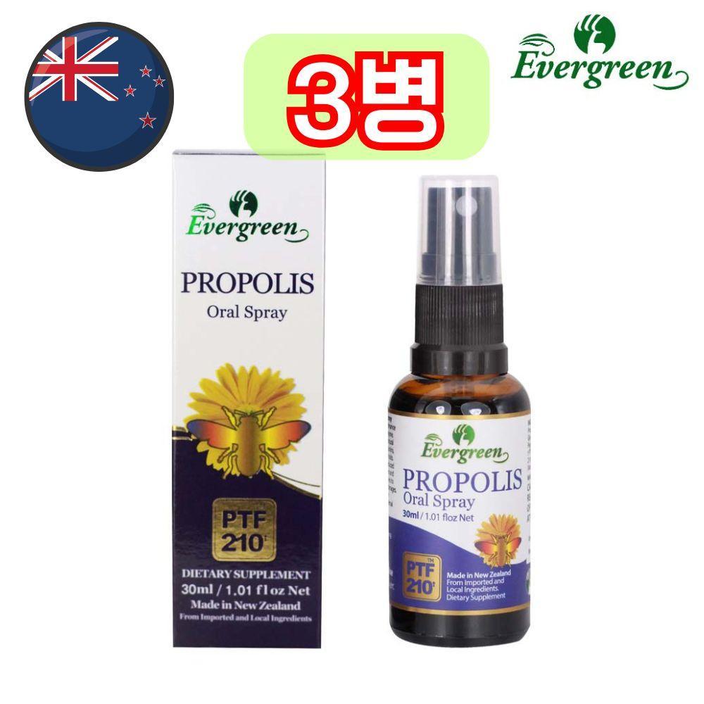 (3병) 뉴질랜드 에버그린 프로폴리스 오랄 스프레이 30ml 플라보노이드 페네틸에스테르 루틴 - 상품 이미지