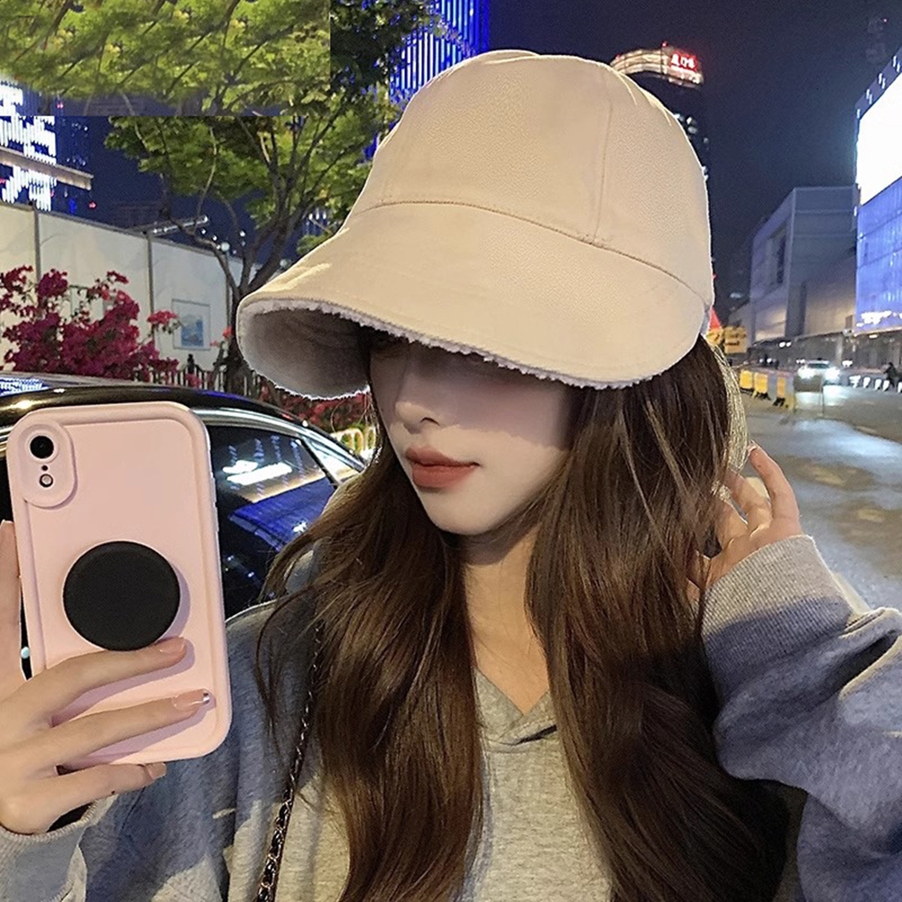 넓은챙 양털보넷모자 뽀글이 보닛모자 겨울 와이드캡 동백이 여성털 방한 - 상세 이미지 5