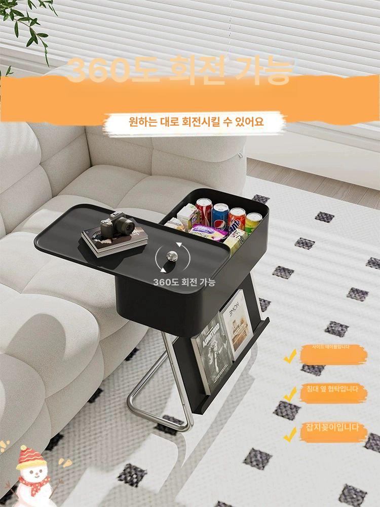 사이드 테이블 슬림 탁자 홈바 좁고긴 창가 좁고 소파 틈새 간이 협탁 블랙실버카본 - 상세 이미지 2