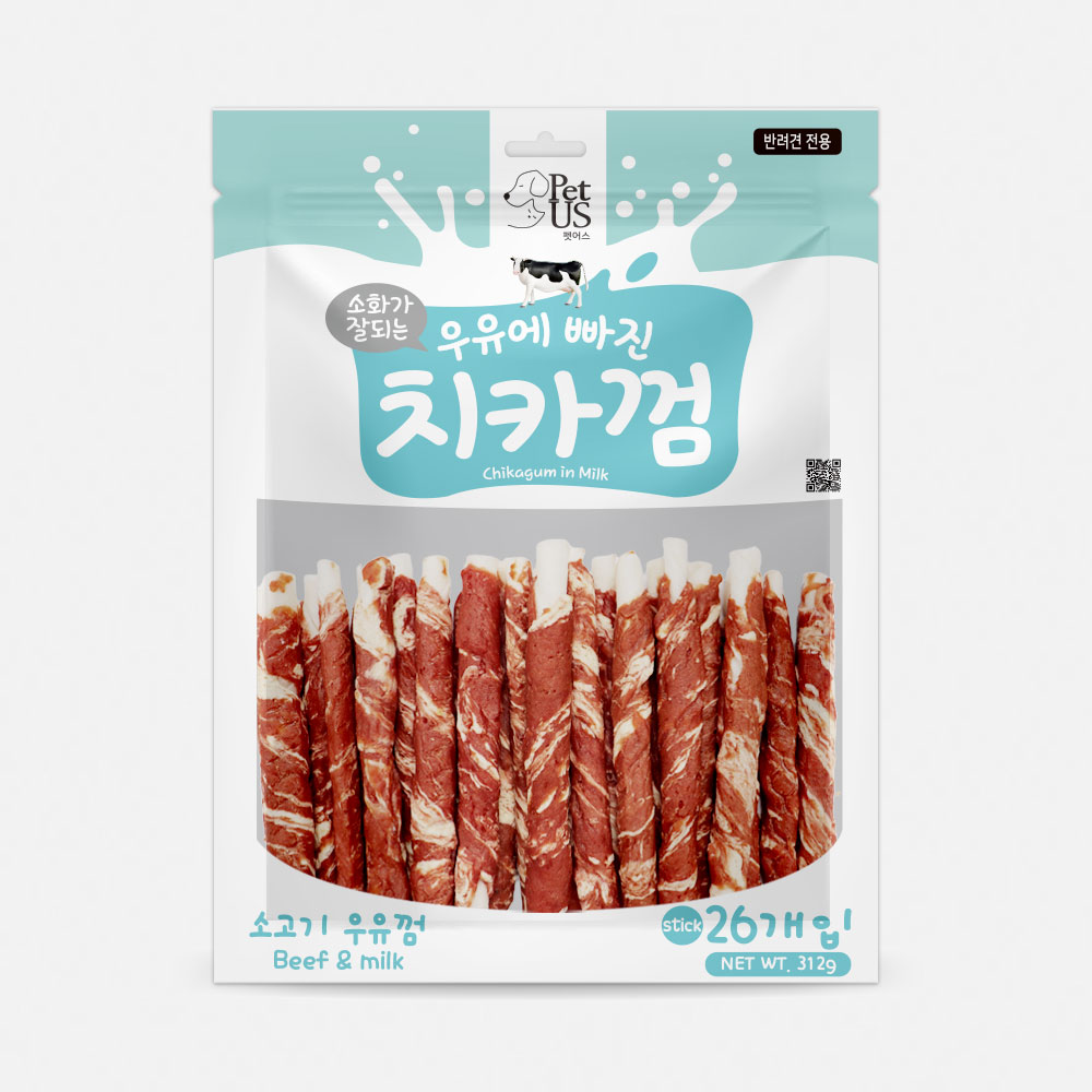 펫어스 치카 강아지양치껌 강아지스틱 오래먹는간식 소우유껌, 스틱형, 26개 이미지 1