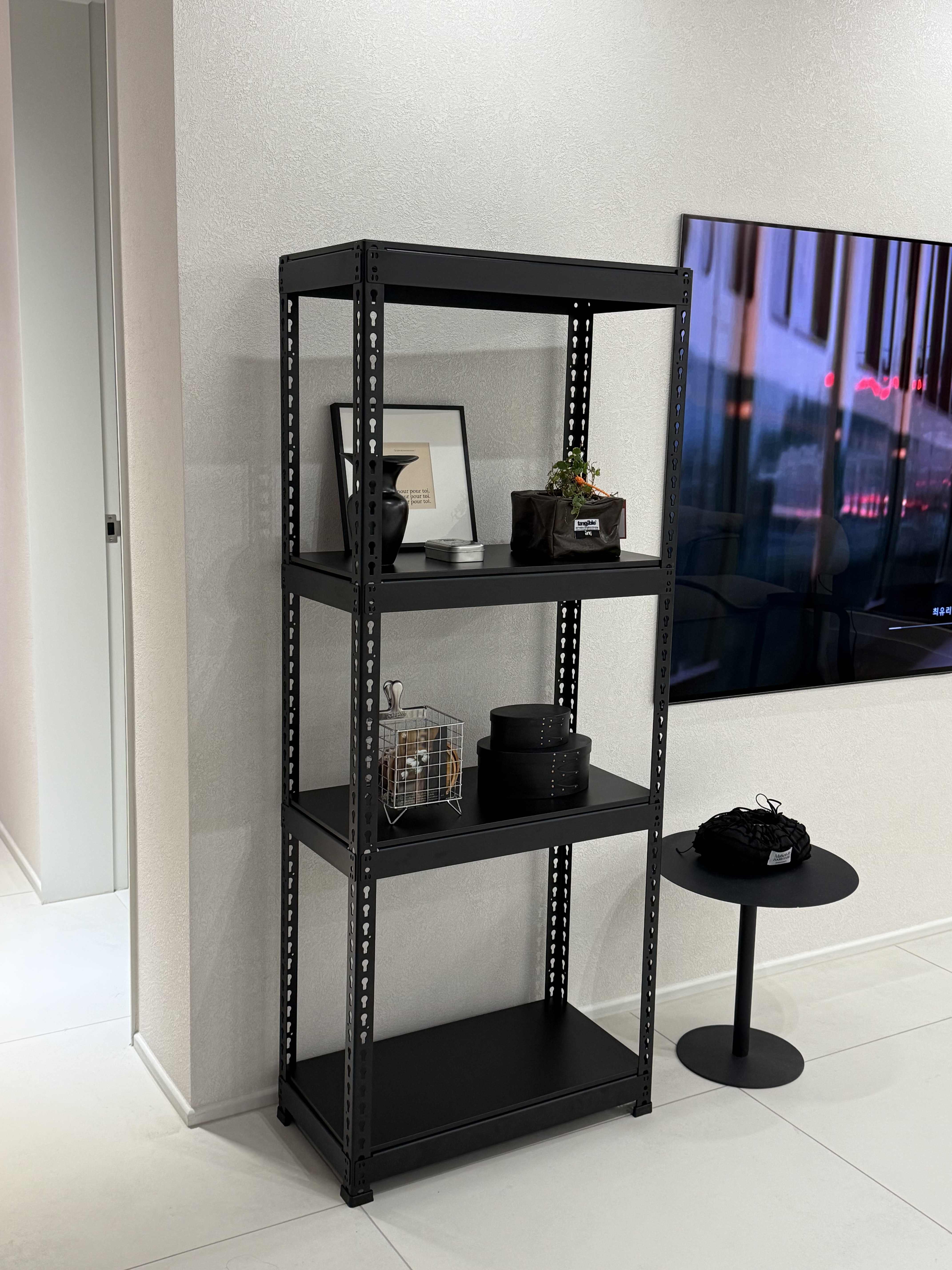 폴던스랙 올스틸 홈 카페 거실 수납 선반 인테리어 선반장 600x300x1200, 4단, 옐로우 - 상세 이미지 4