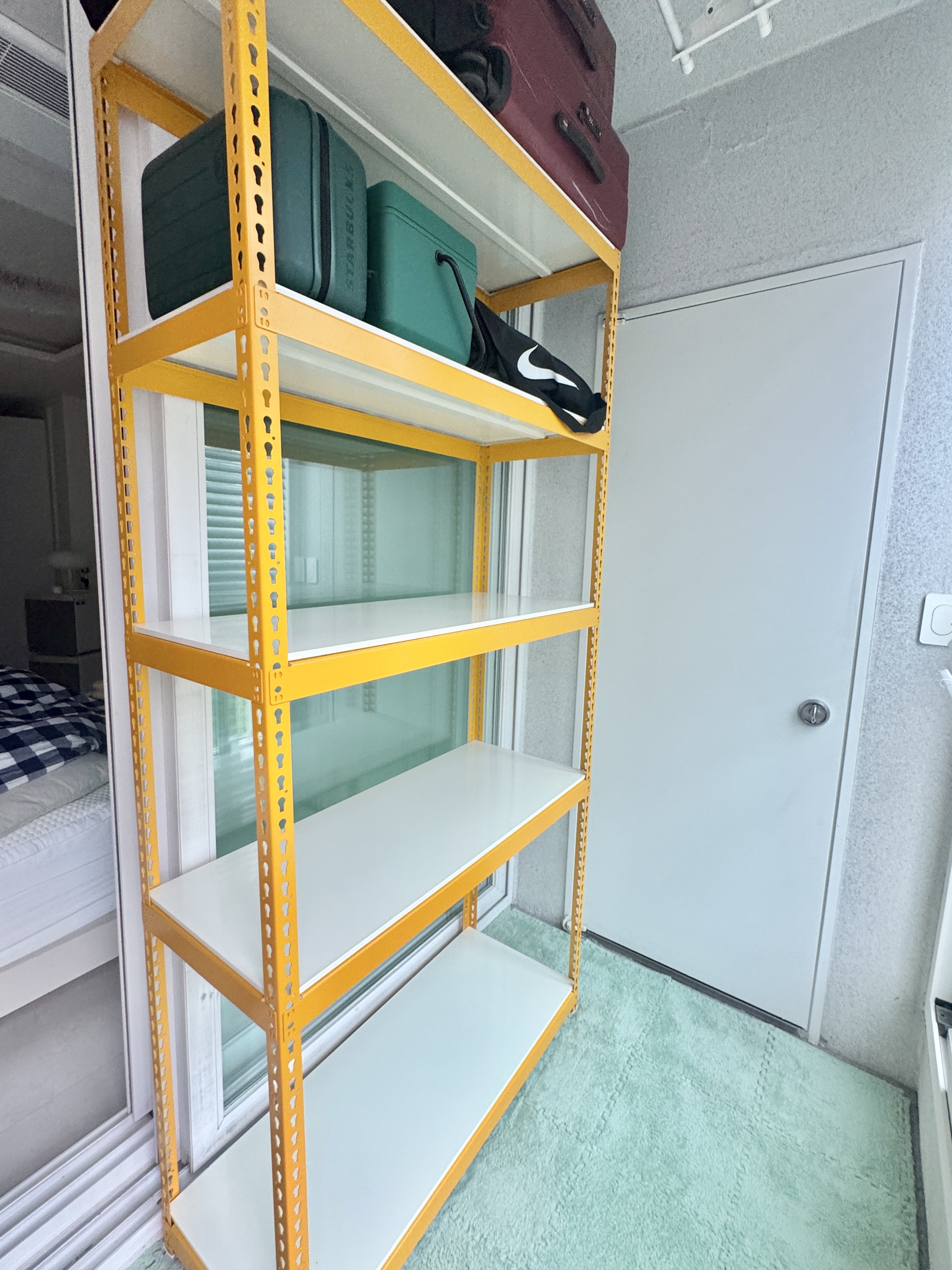 폴던스랙 올스틸 홈 카페 거실 수납 선반 인테리어 선반장 1000x300x1800mm, 5단, 옐로우 이미지 6