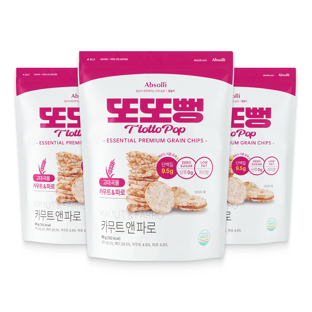 3개입 또또뻥 카무트 파로 뻥튀기 현미 고단백 과자 아기 쌀 뻥튀기 - 상품 이미지