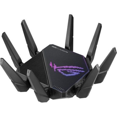 [해외]ASUS ROG 랩처 GT-AX11000 프로 트라이밴드 WiFi 6 확장형 게이밍 라우터, 10G 및 2.5G 포트, 레인지부스트 플러스, 트리플 레벨 게임 가속, 구독