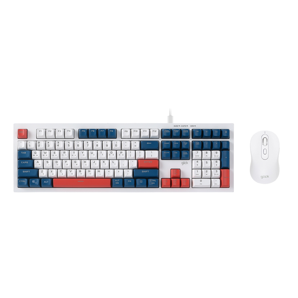 지클릭커 오피스프로 OPS70 사일런스 M RGB 무소음 방수 키보드 마우스 세트 108 Gundam CR1