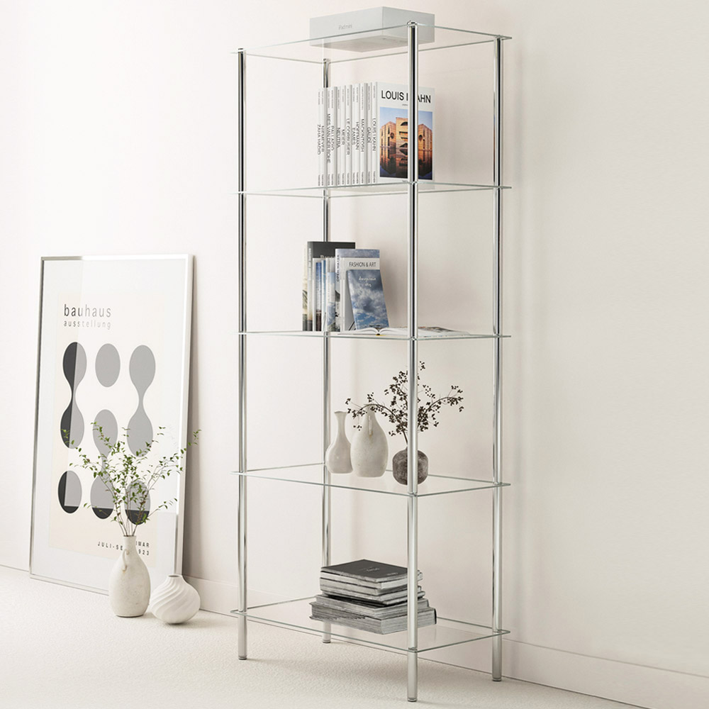 미드센츄리 모듈 미니 수납 선반 600x300x1400, 5단, 유리