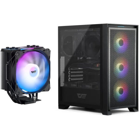 darkFlash [해외]다크플래시 DRX70 ATX 미드타워 게이밍 PC 케이스 + Z4Pro 미스트 CPU 쿨러, 120mm 싱글타워, TDP 200W(블랙)