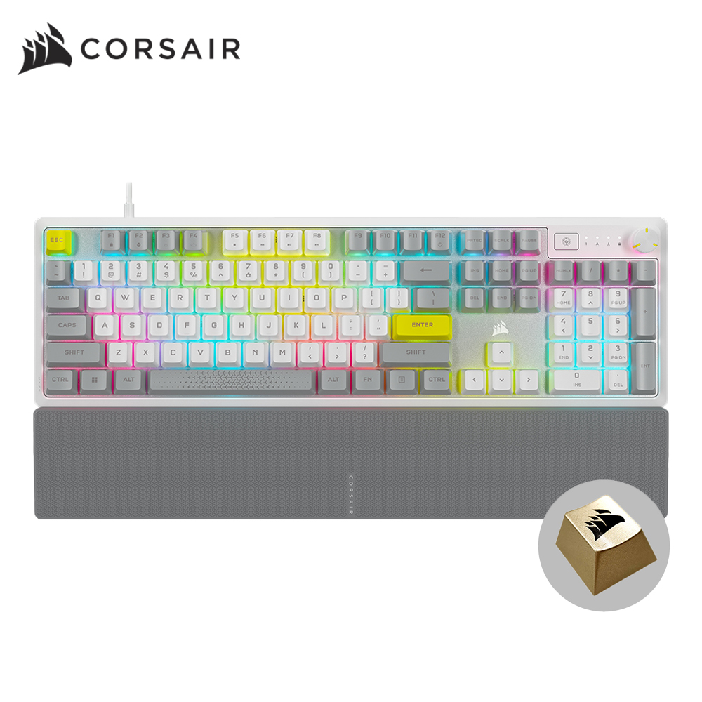 커세어 K70 RGB CORE SE WHITE 게이밍 기계식 키보드(신형) 골드키캡 에디션 - 메인 이미지